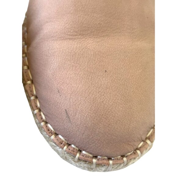 Eileen Fisher Lace Up Leather Espadrilles Rose Pink‎ Zip Heels Size 5.5 Flats - Picture 6 of 10